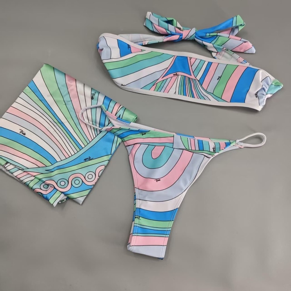 Emilio Pucci Blue Split Bikini Swimsuit - Picture 2 of 4